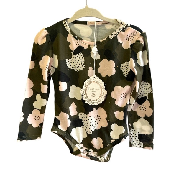 Petit Chameau Other - Petit Chameau Baby Girls Camo‎ Floral Long Sleeve Bodysuit 9-12 Months